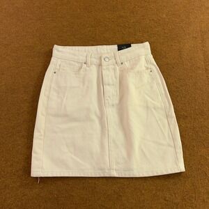 Solmar Womens 26 Regular Cream Denim Collection RF-14 Mini Skirt NWT